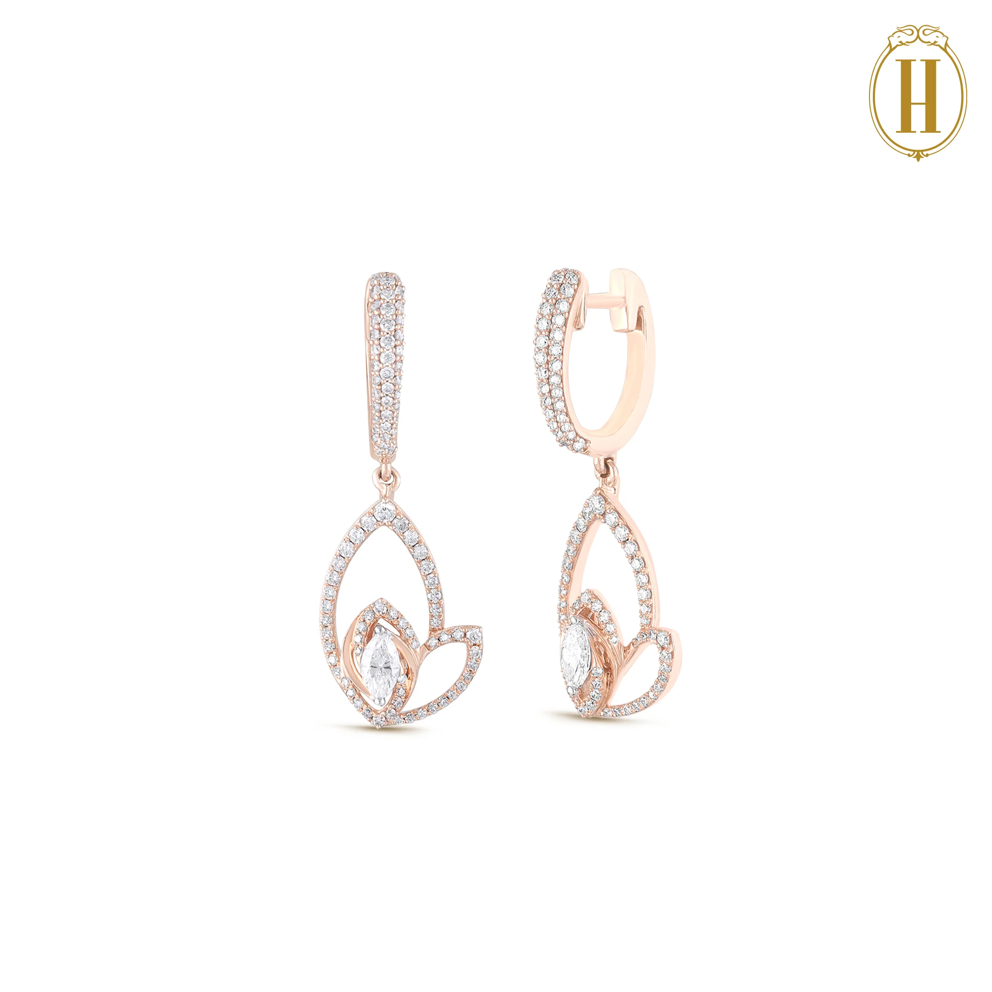 Bella Diamond Marquise Dangler Earrings - Image 4